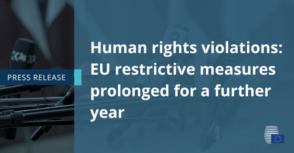 Violazioni diritti umani: misure restrittive UE prorogate per un ulteriore anno