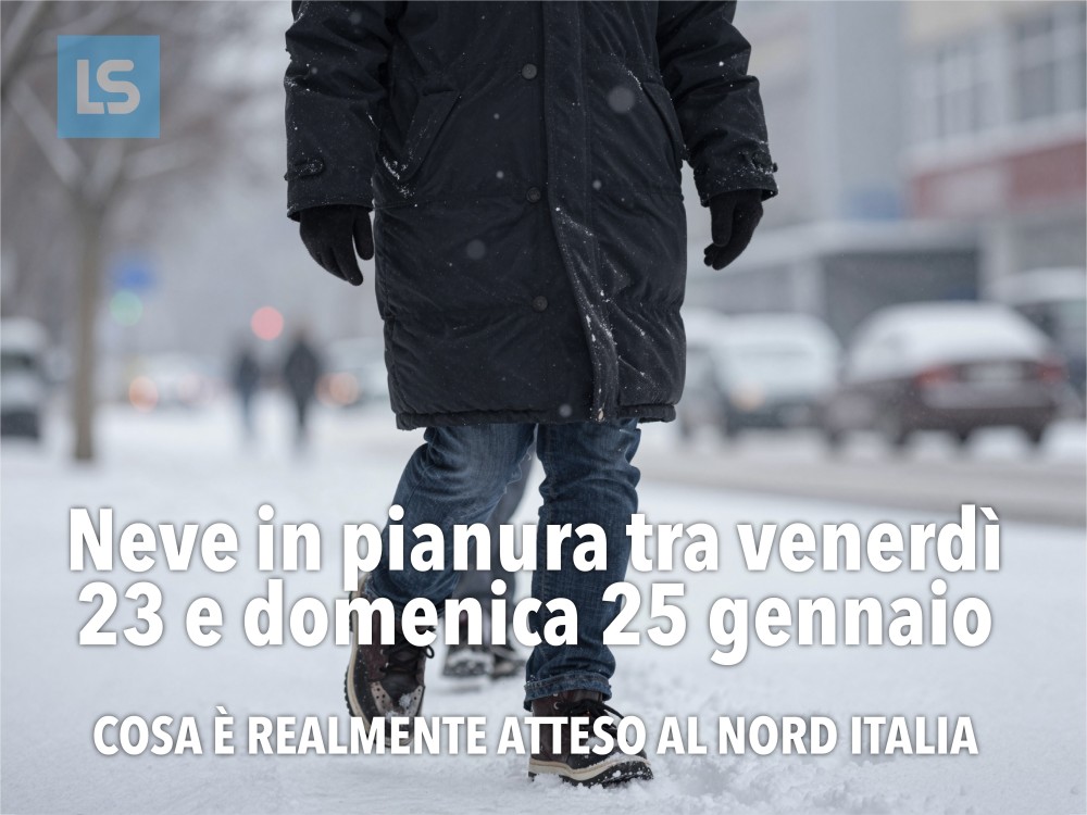 Neve in pianura tra venerdì 23 e domenica 25 gennaio — cosa è realmente atteso al Nord Italia