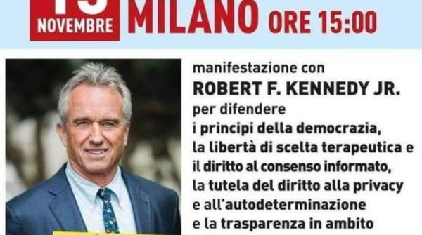 Manifestazione dei No vax di Sabato 13 Novembre con Robert F. Kennedy Jr. si svolgerà all'Arco della Pace